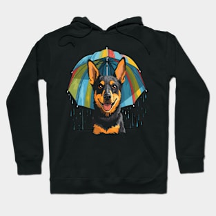 Australian Cattle Dog Rainy Day With Umbrella Hoodie